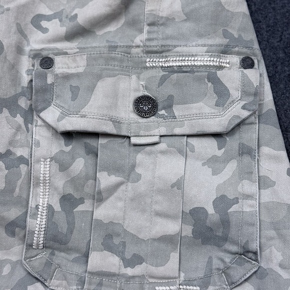 Affliction Camo Cargo Shorts Mens 36 Gray Military Utility Streetwear Y2K - Picture 8 of 12